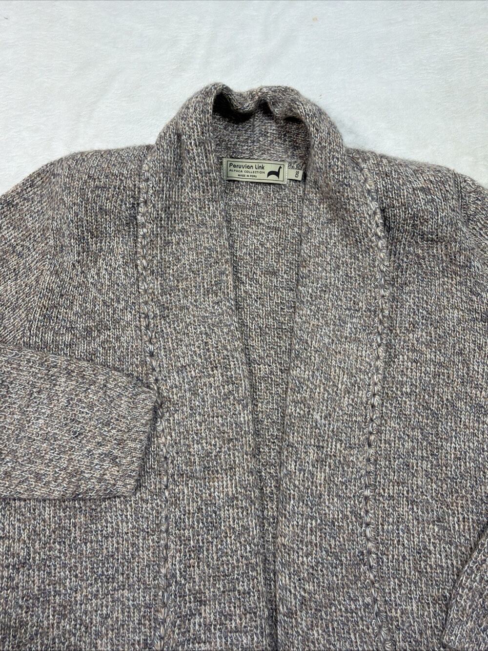 Peruvian Link Alpaca Cardigan Sweater Heritage Knit Coastal Grandma Marl OS